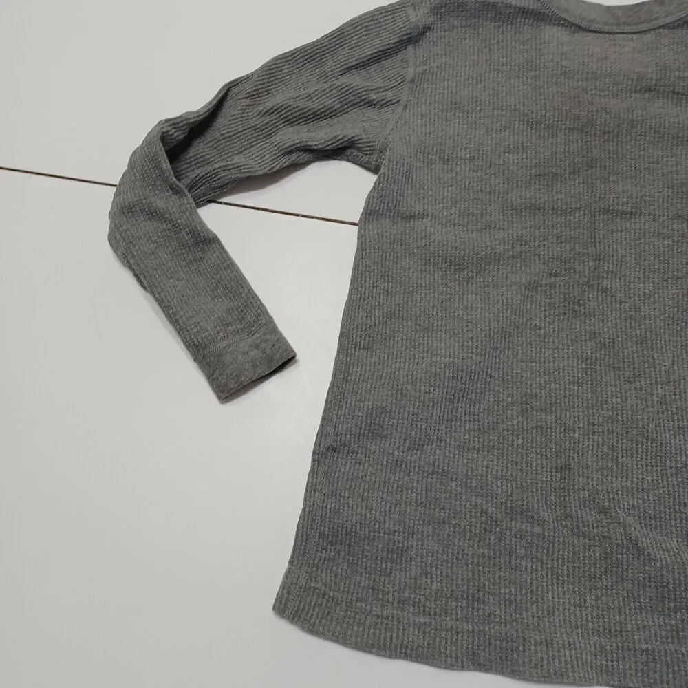 Magellan Boy Youth Small Thermal T-Shirt Gray Waffle Knit Long Sleeve Undershirt